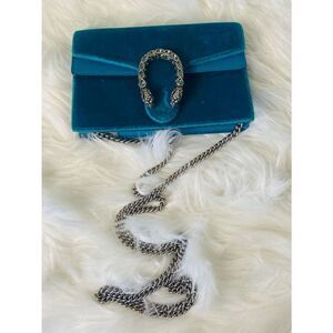 Gucci Dionysus Super Mini Teal Suede bag with Original Hardware.  Authentic.